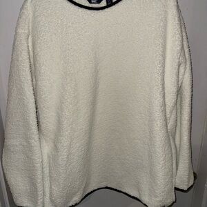 Lands' End White Fleece Sweatshirt